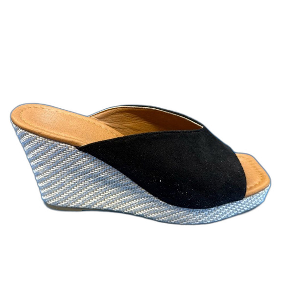 Black Wedge espadrilles platform Sandals size 41 -1” platform and 4” heel - Picture 2 of 9